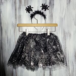 Spider Web Silver & Black Tutu with Spider Headband 2-4T